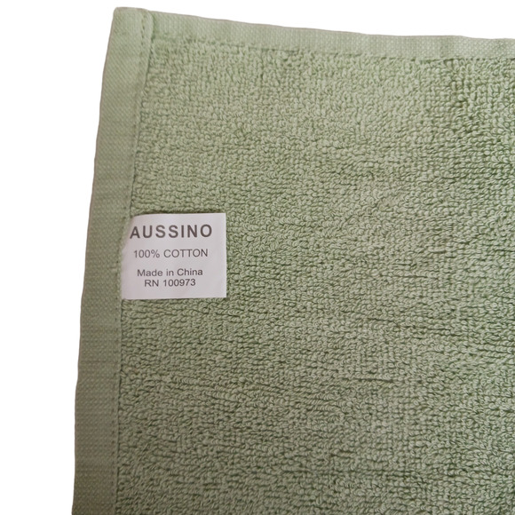 Set of 2 Holiday Washcloths Sage Green Christmas Bells Rustic Lodge Cabin 12" - Picture 7 of 9